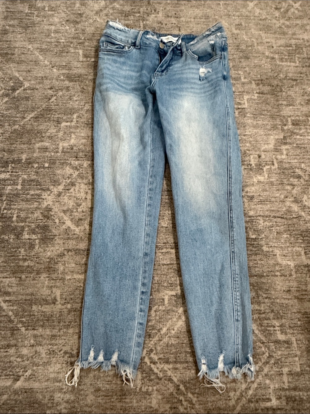 Flying Monkey Light Blue Distressed Ankle Jeans
